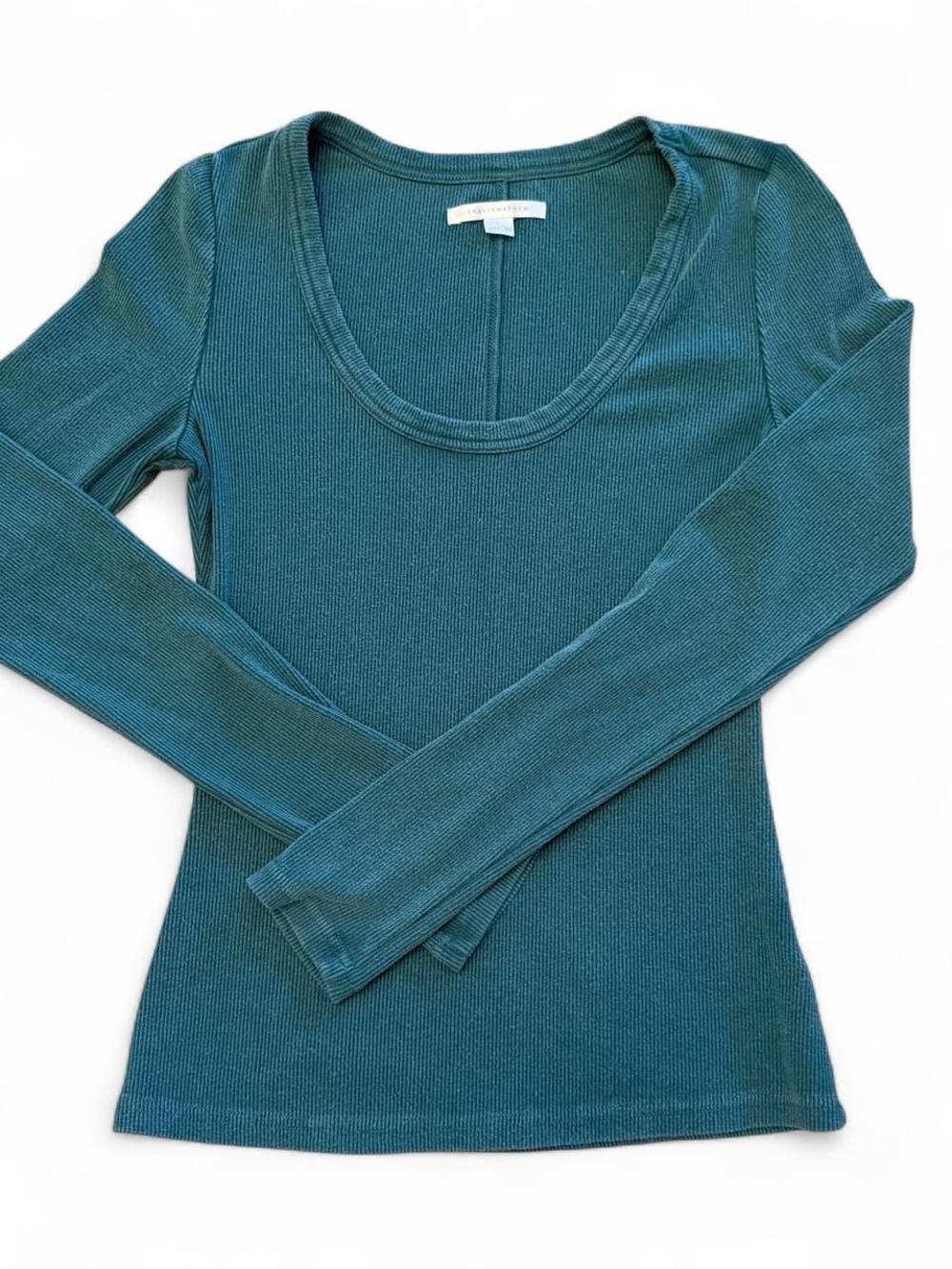 TravisMathew Cloud Retreat Ribbed Scoop Neck Top Heather Atlantic Deep Size XS